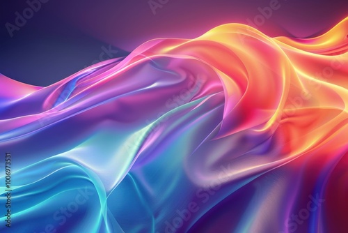 Wallpaper Mural A colorful, flowing piece of fabric with a rainbow pattern, generative ai image Torontodigital.ca