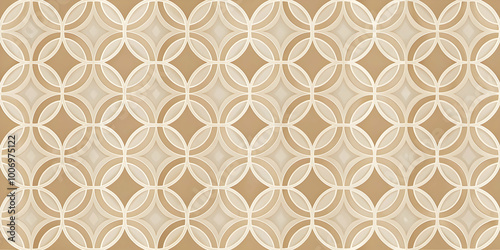 Geometric Beige Pattern: Seamless, intricate, and elegant, this beige geometric pattern boasts a captivating design of overlapping circles and diamonds.