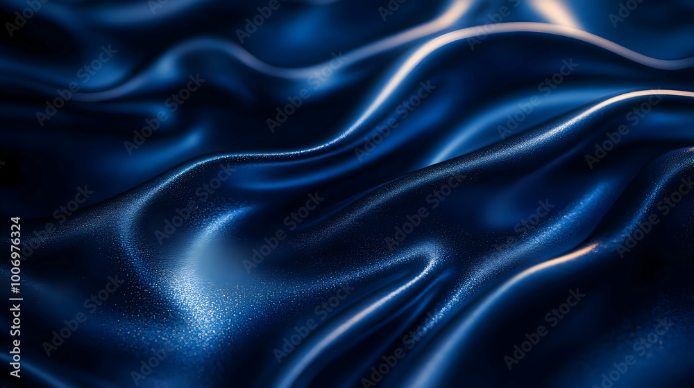 Abstract Blue Satin Fabric Texture Background - A Close Up