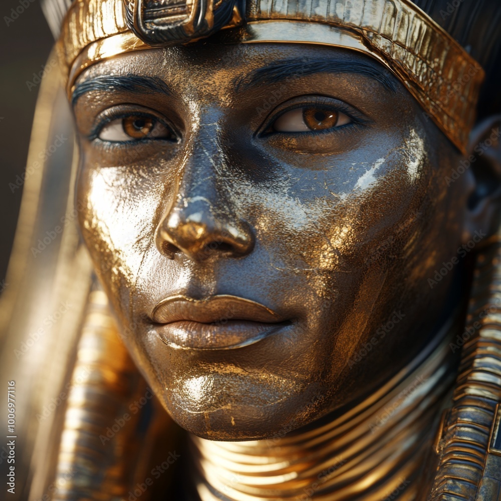 Majestic Egyptian Pharaoh Portrait Golden Mask Close Up Ancient History Royalty Majestic Egyptian Pharaoh Portrait Golden Mask Close Up Ancient History Royalty