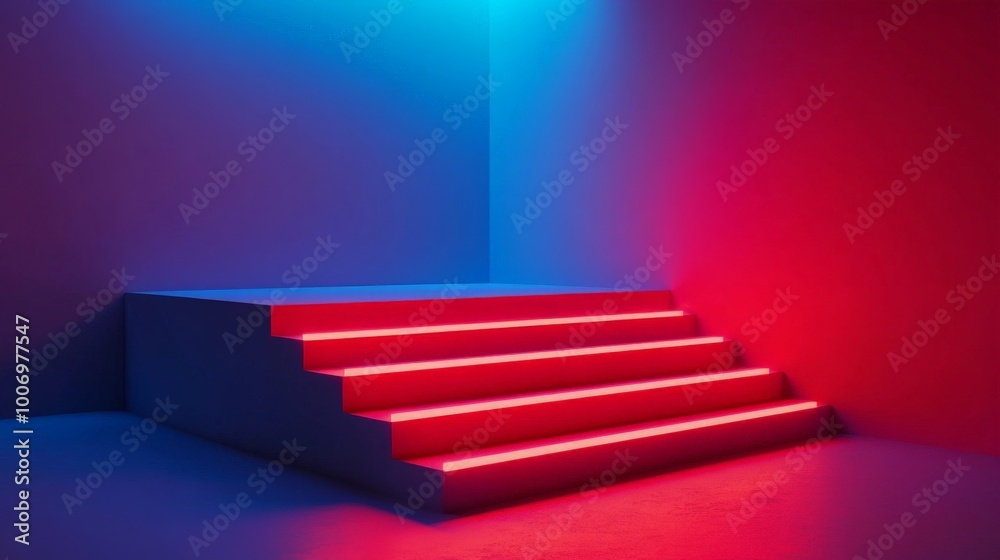 Illuminated Stairs: A Vibrant Play of Colors and Shadows Illuminated Stairs: A Vibrant Play of Colors and Shadows
