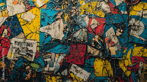 Abstract Collage of Torn Posters - Urban Texture