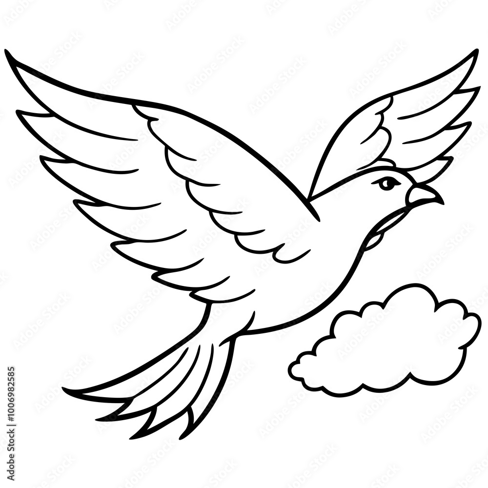 Obraz premium Vector Art Depicting a Bird Soaring High Over a Snowy Forest with Sparkling Snowflakes 