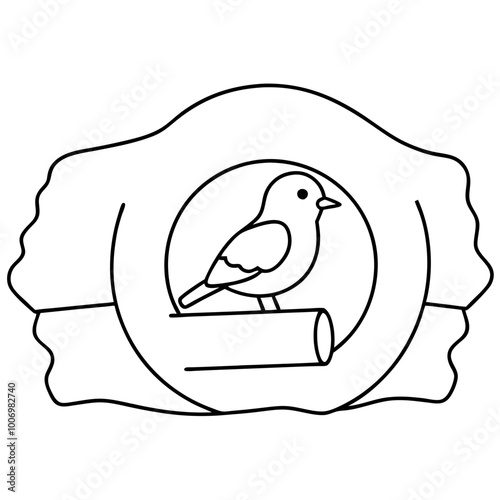 Cozy Birds Nestled in Snowy Hollow Vector Illustration
