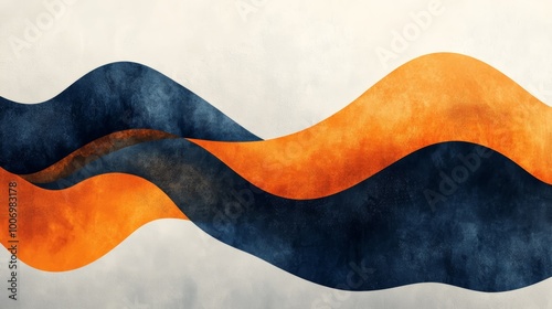 Wallpaper Mural Abstract Wave Pattern in Blue  Orange  and White Torontodigital.ca