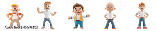 happy white man mascot posing, 3D cartoon illustration, isolated on transparent background, cute animated style, beautiful colors, generative ai