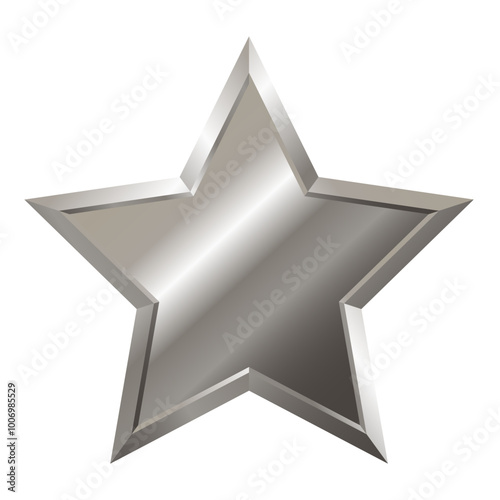 Isolated silver star with metallic effect. Element for Awards, medals, rating designation, status on a transparent background. Vector EPS10	
