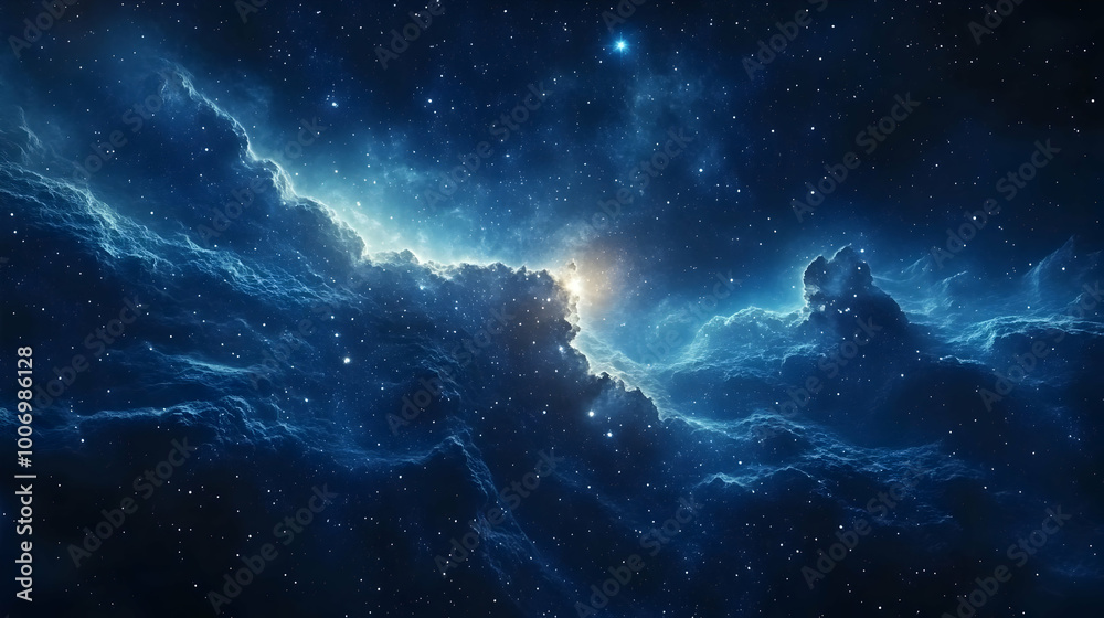 Cosmic Nebula with Stars and Glowing Clouds - Illustration
