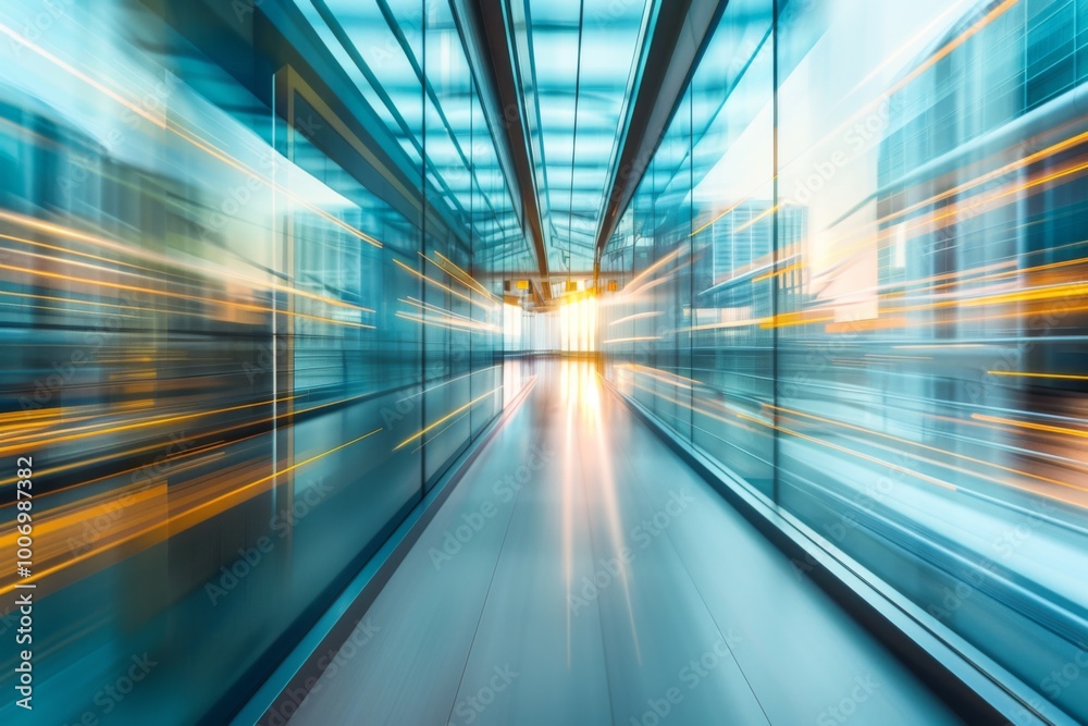 Energetic scene of a corporate hallway with blurred motion Energetic scene of a corporate hallway with blurred motion