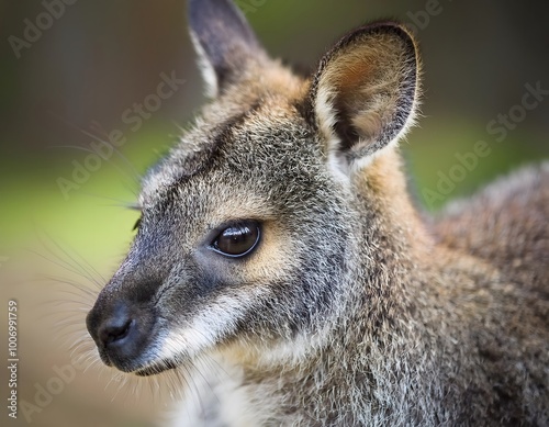 A kangaroo in a zoo enclosure