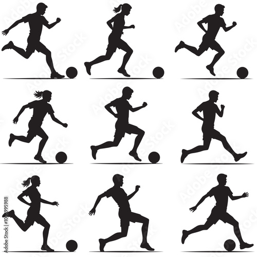 Silhouettes of Indoor Soccer Players