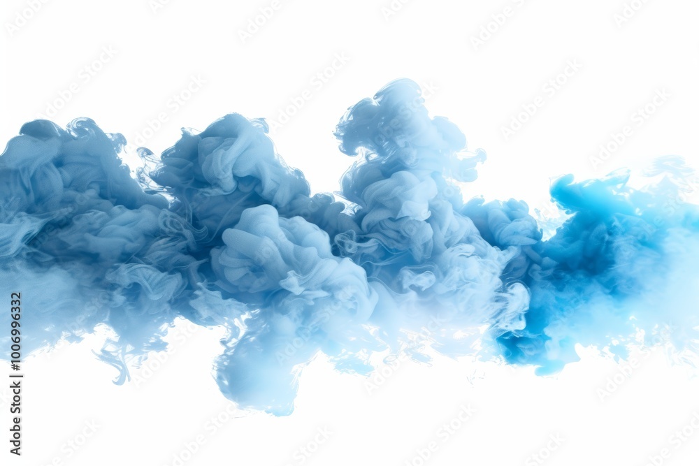Blue smoke border on white background, creating a dynamic and elegant visual impact Blue smoke border on white background, creating a dynamic and elegant visual impact