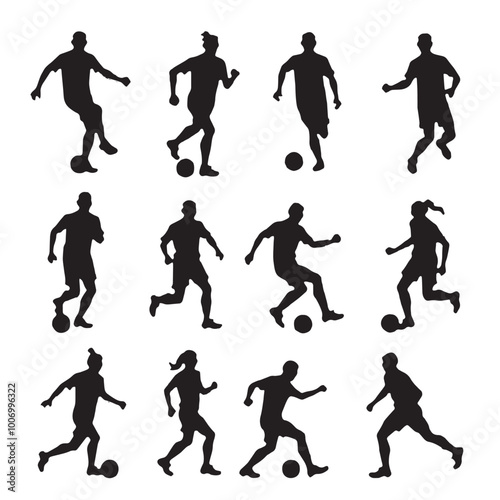 Silhouettes of Indoor Soccer Players