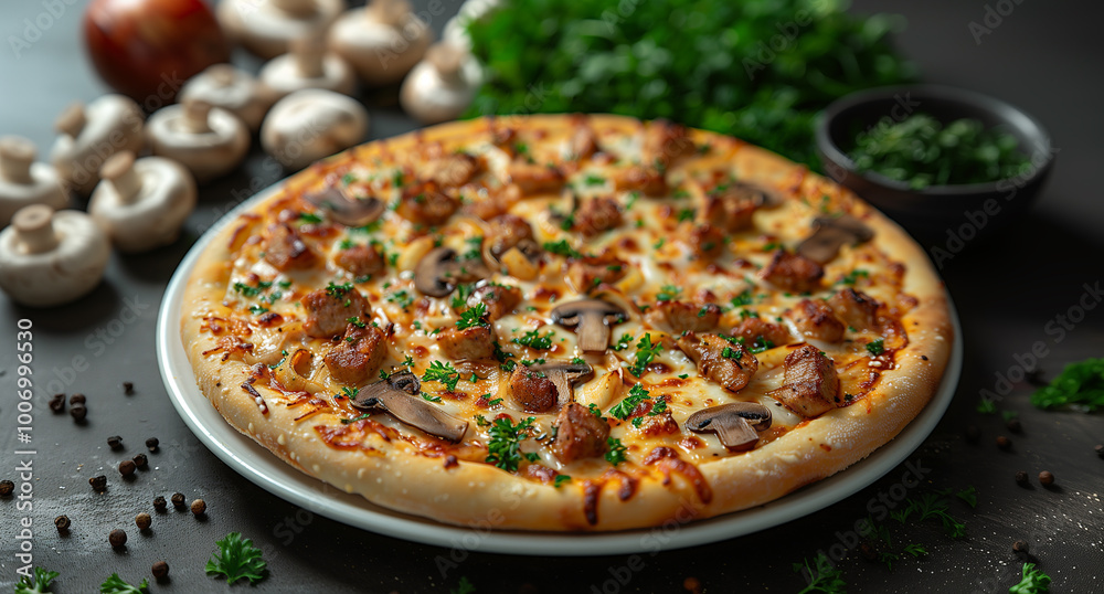 Tasty pizza view from the top.