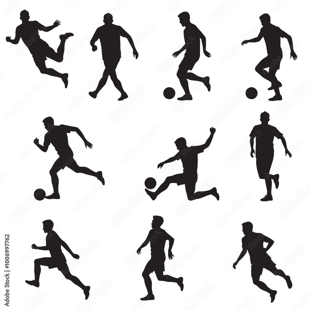 Silhouettes of Indoor Soccer Players Silhouettes of Indoor Soccer Players
