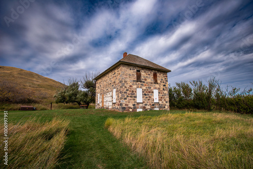 Old stone homestead in the countryside 