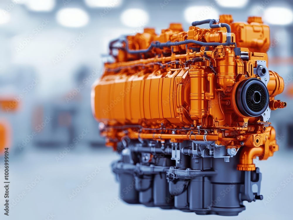 Cross-section of a hybrid engine showing the transition between electric and combustion power, hybrid engines, dual power systems Cross-section of a hybrid engine showing the transition between electric and combustion power, hybrid engines, dual power systems