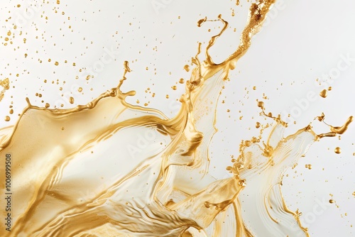 Wallpaper Mural molten mass of gold with splashes on a white background Torontodigital.ca
