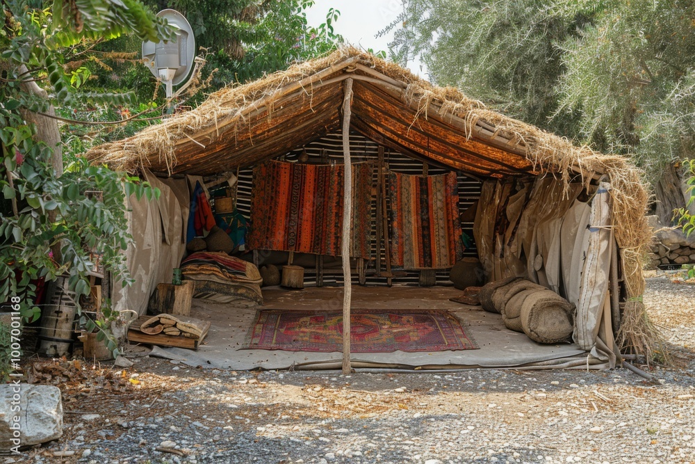 Sukkah symbolic temporary hut for celebration of Jewish Holiday Sukkot Sukkah symbolic temporary hut for celebration of Jewish Holiday Sukkot