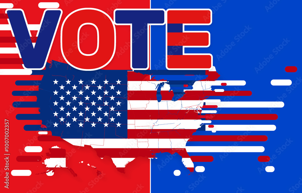 Obraz premium creative vote design red and blue as democrats and republicans for the presidential elections in the USA, United States of America, isolated design banner background