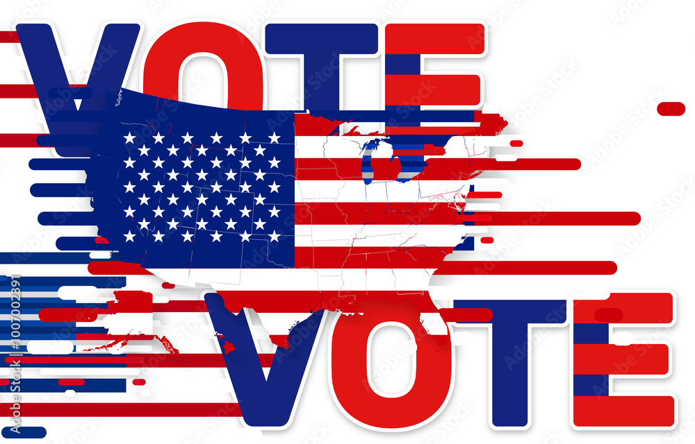 Obraz premium creative vote design red and blue as democrats and republicans for the presidential elections in the USA, United States of America, isolated design banner background