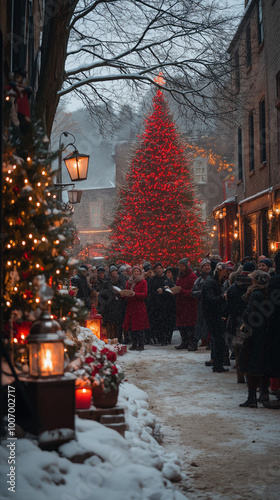 A festive scene of a group ...