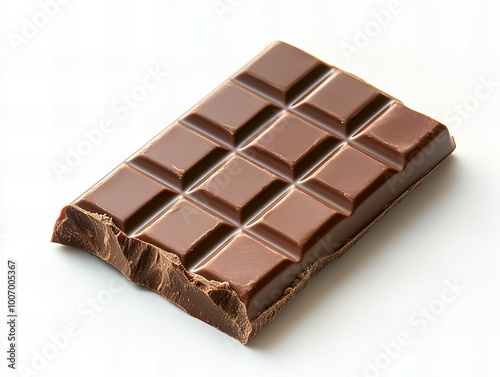 Top view of delicious chocolate bar with smooth surface and rich texture isolated on white background new beautiful stock image illustration AI