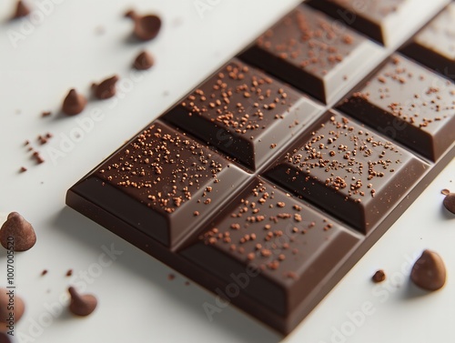 Top view of delicious chocolate bar with smooth surface and rich texture isolated on white background new beautiful stock image illustration AI
