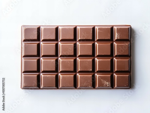 Top view of delicious chocolate bar with smooth surface and rich texture isolated on white background new beautiful stock image illustration AI