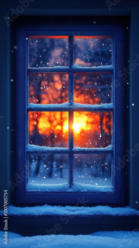 cozy nighttime view of a wi...