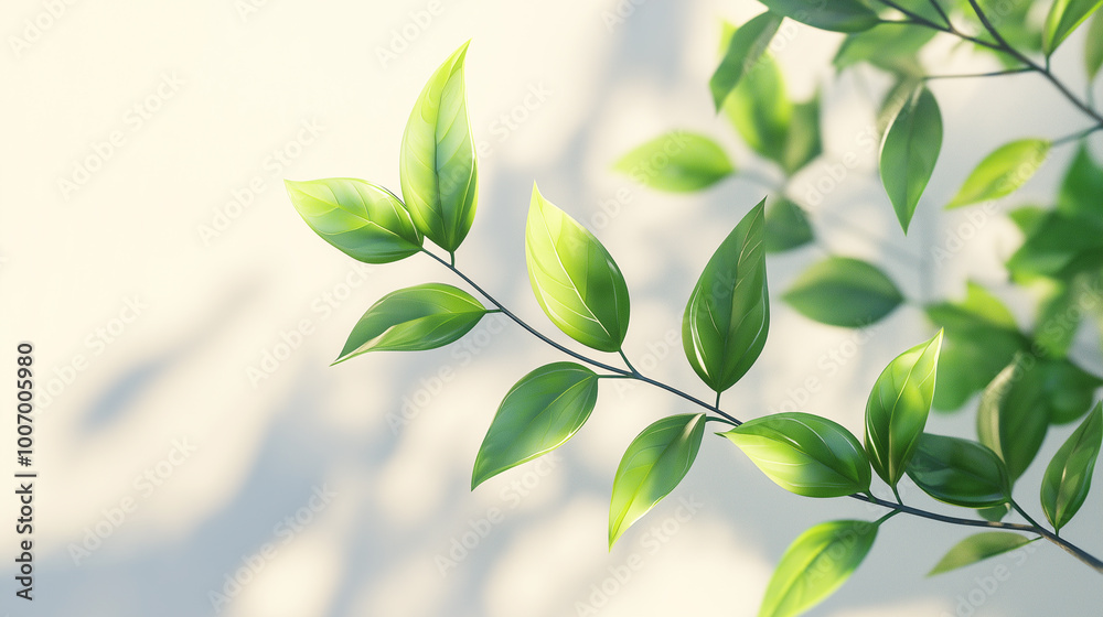 Green branches of a tea bush on a light background. Green branches of a tea bush on a light background.