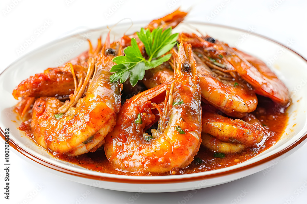 Prawns fried with garlic and spice tomato sauce Prawns fried with garlic and spice tomato sauce