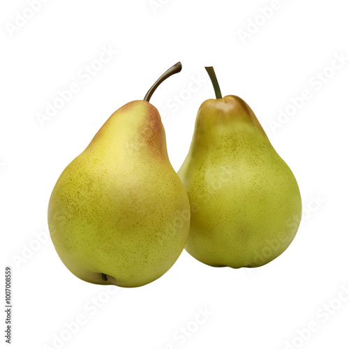 Fresh green pear fruit isolated on a transparent background by AI generative