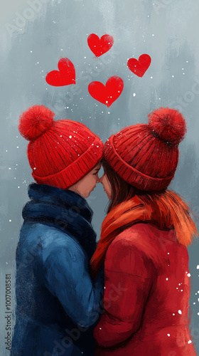 illustration of two kids ho...