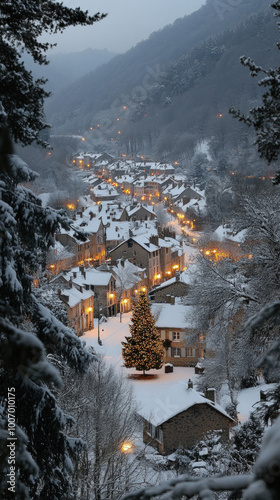 French village covered in s...