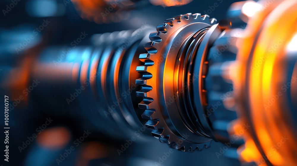 Obraz premium Detailed 3D render of a crankshaft in motion, showing force transmission and rotational dynamics, crankshaft, power transmission