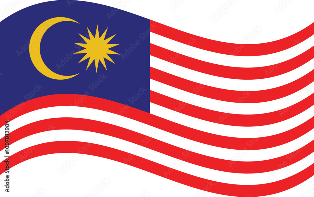 Malaysian flag. The national flag of Malaysia. Waving Malaysia flag. vector illustration. Malaysian flag. The national flag of Malaysia. Waving Malaysia flag. vector illustration.