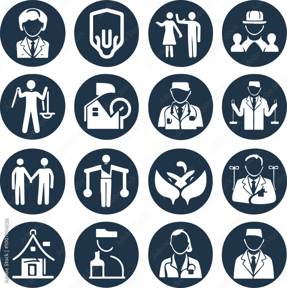 Doctor icon set vector silhouette image, generative AI Doctor icon set vector silhouette image, generative AI