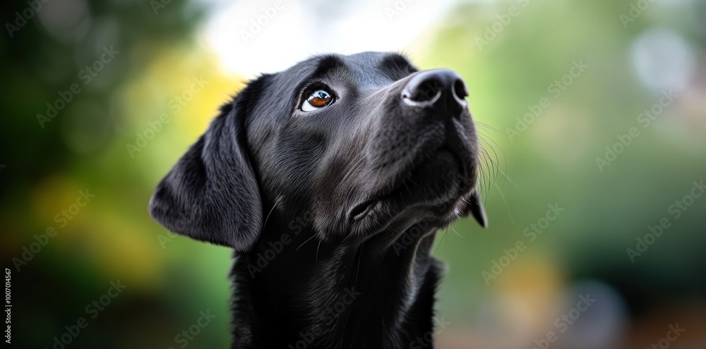 A black dog is looking up at the camera. The dog's eyes are bright and alert, and its nose is slightly raised. The dog appears to be curious or attentive, possibly waiting for something or someone A black dog is looking up at the camera. The dog's eyes are bright and alert, and its nose is slightly raised. The dog appears to be curious or attentive, possibly waiting for something or someone