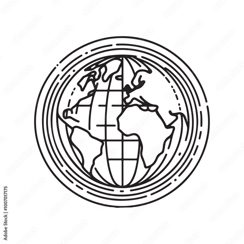 single one line globe silhouette on white background
single one line globe silhouette on white background
