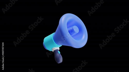 Blue Megaphone 3D Icon Animation

