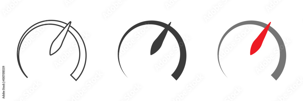 Speedometer in Tacho shape for speed indicator isolated illustration set. Vector icons in flat style Speedometer in Tacho shape for speed indicator isolated illustration set. Vector icons in flat style