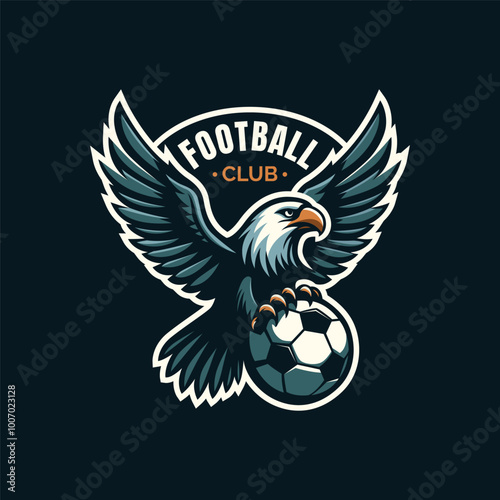 Eagle Football logo design, eagle carrying a ball, soccer logo concept