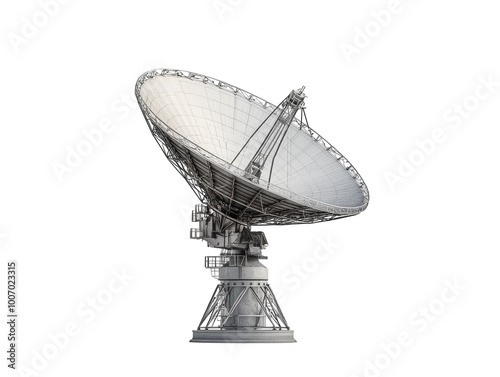 Large satellite dish antenna, isolated on a white background.   PNG transparent.