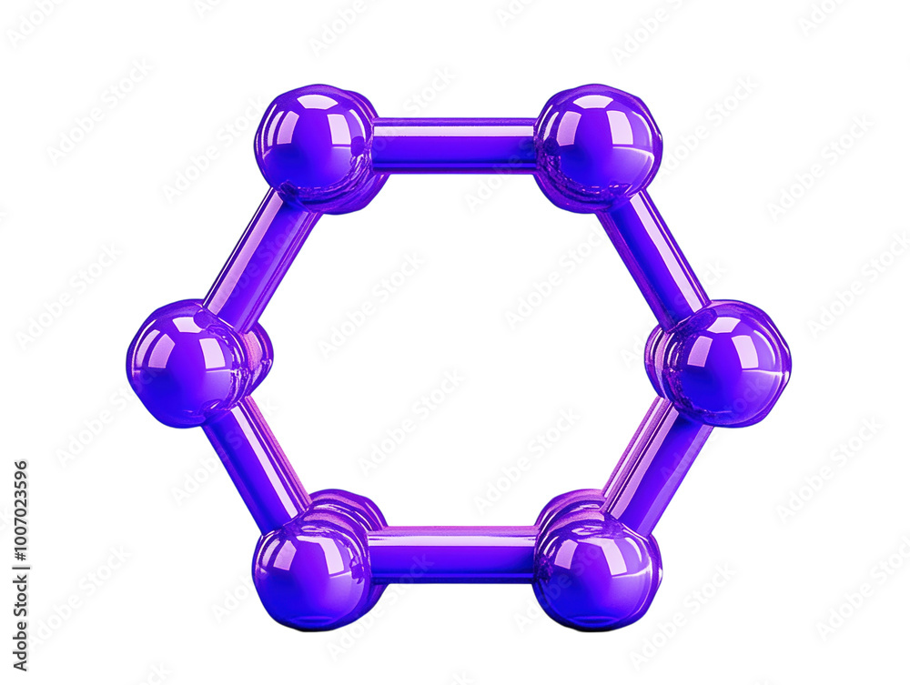 Purple 3D representation of a protein molecule against a blue background, scientific illustration. PNG transparent. Purple 3D representation of a protein molecule against a blue background, scientific illustration. PNG transparent.