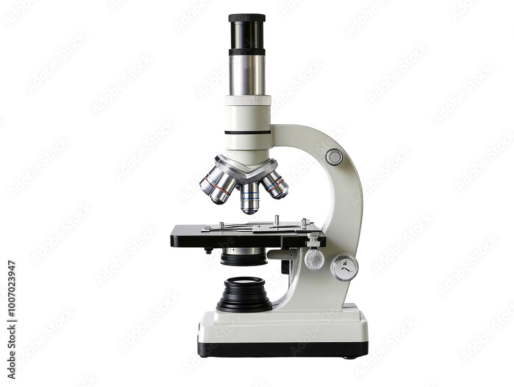 Classic laboratory microscope with a white background, detailed and scientific. PNG transparent. Classic laboratory microscope with a white background, detailed and scientific. PNG transparent.