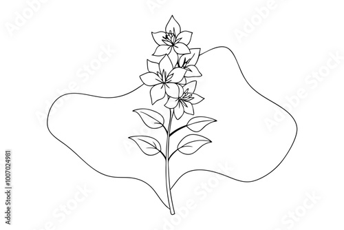 Larkspur Line Art Vector | Minimalist Line Drawing of Larkspur Flower