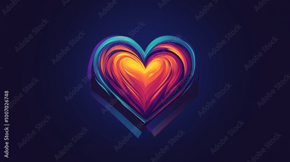A design for a letter with a heart and logo, using colorful gradients. A design for a letter with a heart and logo, using colorful gradients.