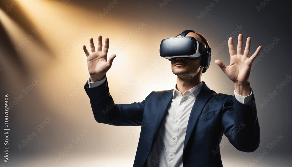 Businessman Experiencing Virtual Reality Businessman Experiencing Virtual Reality