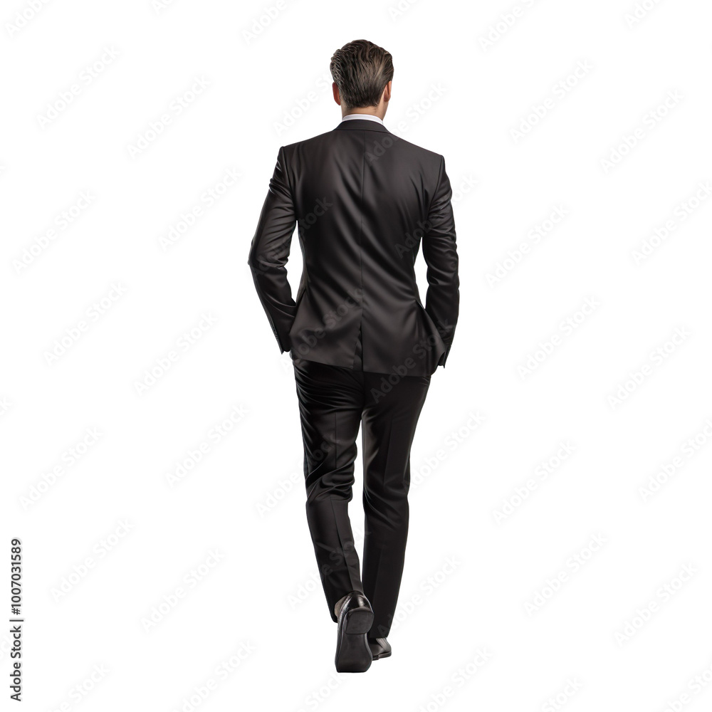 Back view of a businessman walking away isolated on transparent background Back view of a businessman walking away isolated on transparent background
